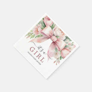 Serviette En Papier Baby Shower Arc-en-ciel Floral Rose Tendue