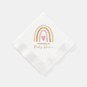 Serviette En Papier Baby shower arc-en-ciel neutre minimal