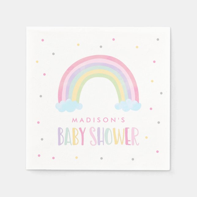 Serviette En Papier Baby shower arc-en-ciel Pastel (Devant)
