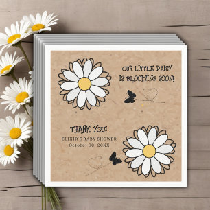 Serviette En Papier Baby shower artisanal minimaliste Dainty Daisy