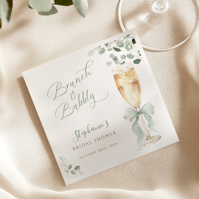 Serviette En Papier Baby Shower au Champagne Eucalyptus (Créateur téléchargé)
