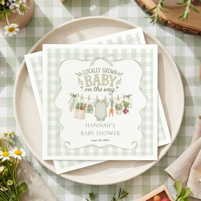 Serviette En Papier Baby shower au Gingham Local (Créateur téléchargé)