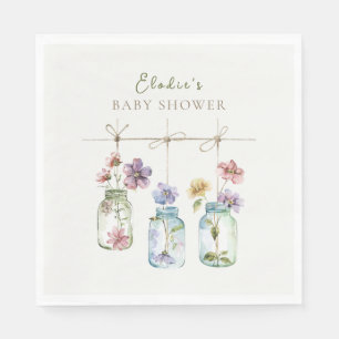 Serviette En Papier Baby-Shower au Jardin Vintage Fleur Sauvage dans u