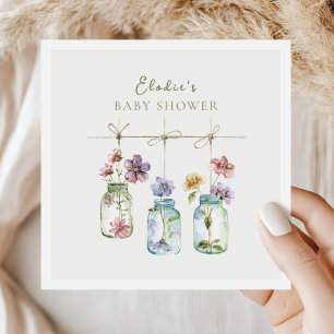 Serviette En Papier Baby-Shower au Jardin Vintage Fleur Sauvage dans u