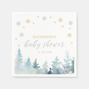 Serviette En Papier Baby Shower au Pays des Merveilles d'Hiver Argent