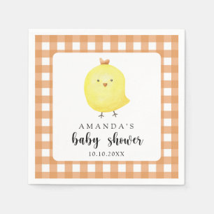 Serviette En Papier Baby Shower au poulet à l'aquarelle