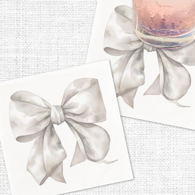 Serviette En Papier Baby Shower au Ruban Blanc Simple (Simple White Bow Baby Shower Napkins)