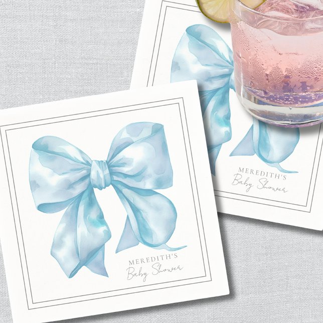 Serviette En Papier Baby Shower au Ruban Bleu (Blue Bow Baby Shower Napkins)