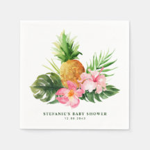 Baby Shower au thème d'ananas et d'hibiscus aquare