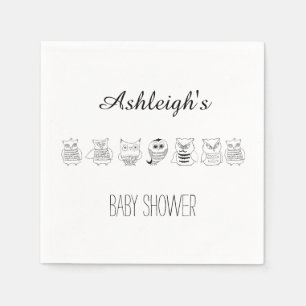 Serviette En Papier Baby shower aux chouettes de nuit