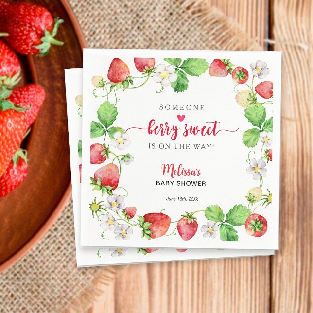 Serviette En Papier Baby Shower aux Fraises (Créateur téléchargé)