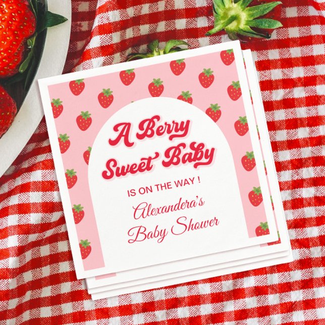 Serviette En Papier Baby shower aux fraises (Créateur téléchargé)