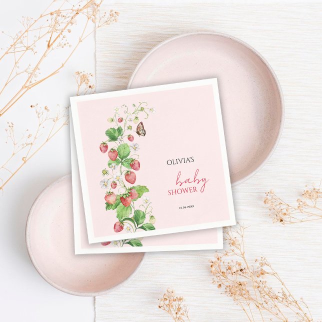 Serviette En Papier Baby shower aux fraises (Créateur téléchargé)