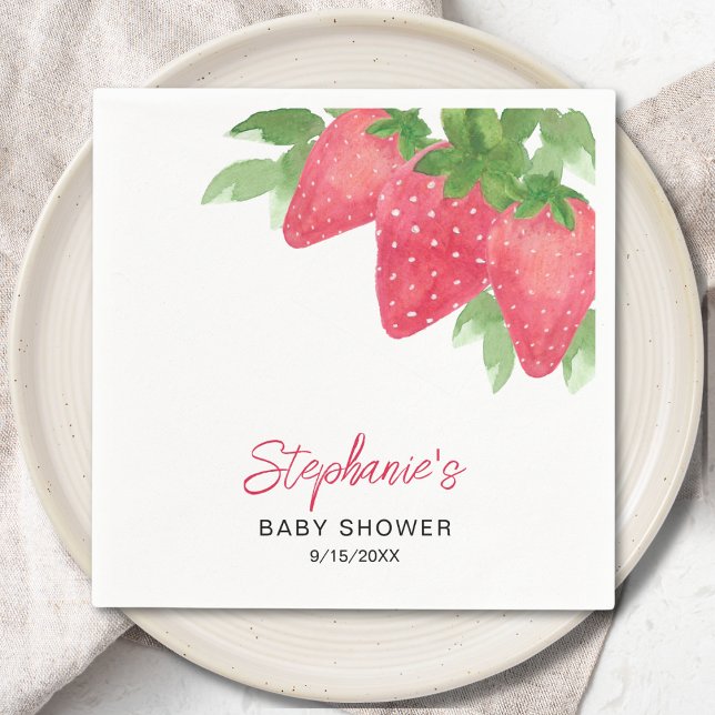 Serviette En Papier Baby shower aux fraises (Créateur téléchargé)