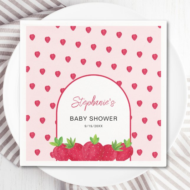 Serviette En Papier Baby shower aux fraises (Créateur téléchargé)