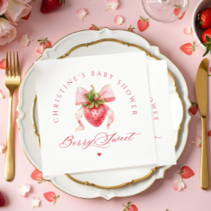 Serviette En Papier Baby shower aux fraises Coquette
