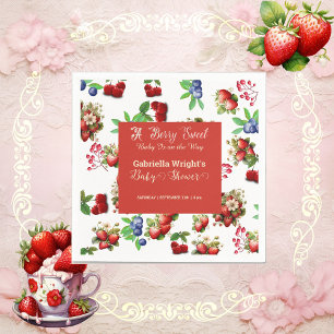 Serviette En Papier Baby shower aux fraises rouges Blue Berry Sweet