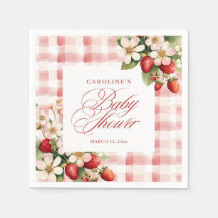 Serviette En Papier Baby Shower aux Fraises Sucrées 