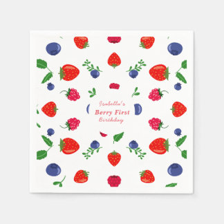 Serviette En Papier Baby shower aux fraises sucrées pour bébé