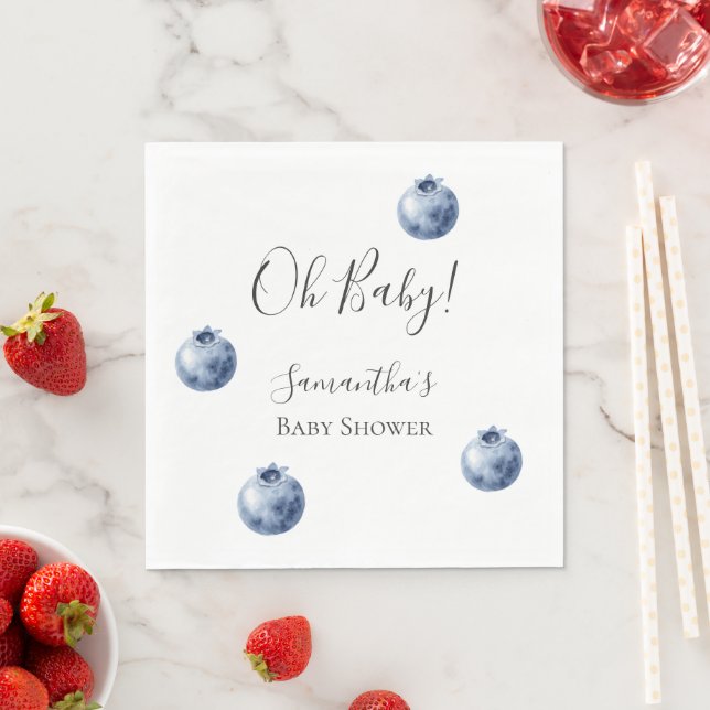 Serviette En Papier Baby Shower aux Myrtilles Fruitées  (En situation)