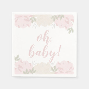 Serviette En Papier Baby shower aux pivoines roses de Cute Pastel
