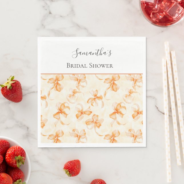 Serviette En Papier Baby Shower aux Rubans Orange (En situation)