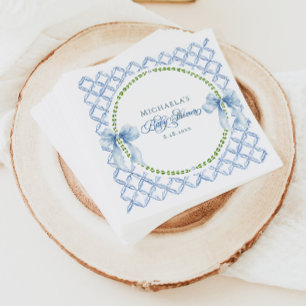 Serviette En Papier Baby shower avec un nœud floral aquarelle grandmil