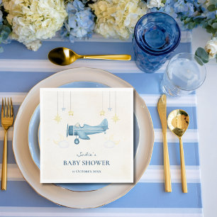 Serviette En Papier Baby Shower Avion Fantaisiste Bienvenue Bébé Garço