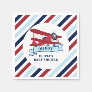 Serviette En Papier Baby Shower Avion Rouge