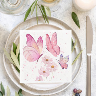 Serviette En Papier Baby shower Baisers à papillon Aucun texte Ros