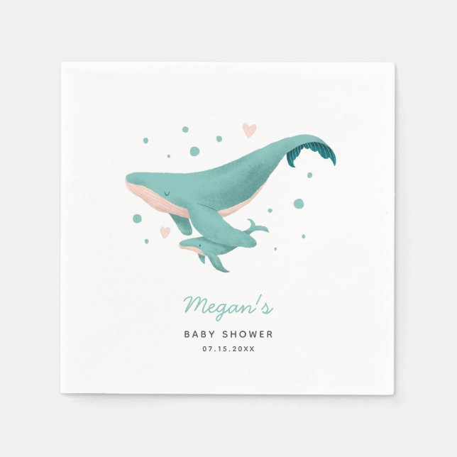 Serviette En Papier Baby shower baleine (Devant)