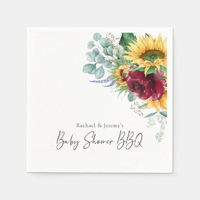 Serviette En Papier Baby shower BBQ Jardin Floral Sunflower (Devant)