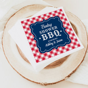 Serviette En Papier Baby shower BBQ Rouge Blanc Marine Bleu En vichy P