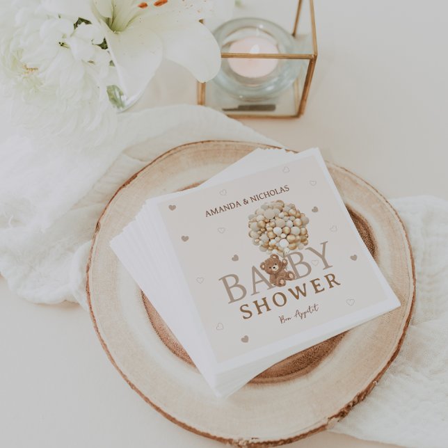 Serviette En Papier Baby shower Bear Gold Balloons (Créateur téléchargé)