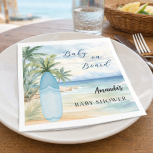 Serviette En Papier Baby shower bébé à bord de la planche de surf