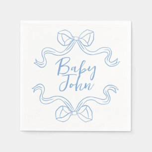 Serviette En Papier Baby shower bébé bleu personnalisé Boy Bow
