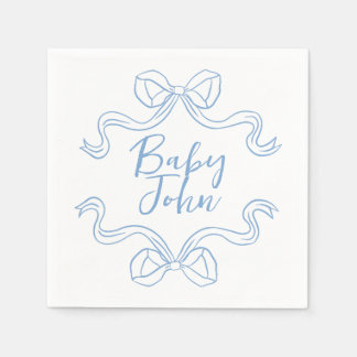 Serviette En Papier Baby shower bébé bleu personnalisé Boy Bow