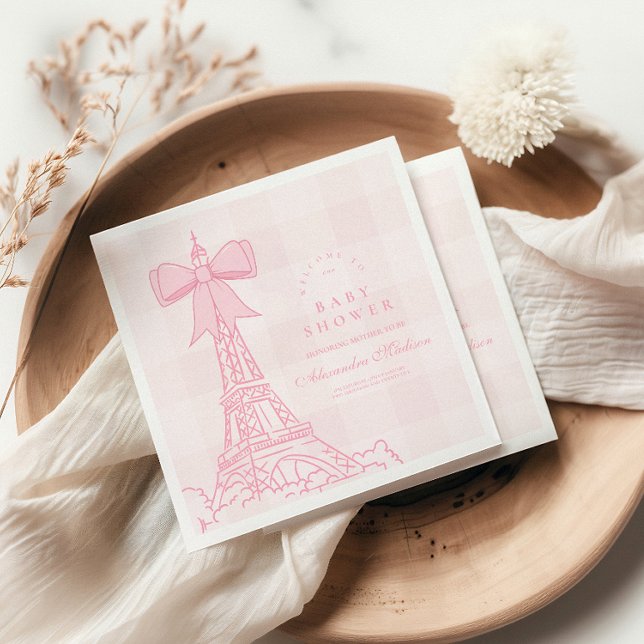 Serviette En Papier Baby shower Bebe de Bow rose Bonjour (Créateur téléchargé)
