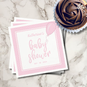 Serviette En Papier Baby shower bébé fille Pastel Pink Polka Dot