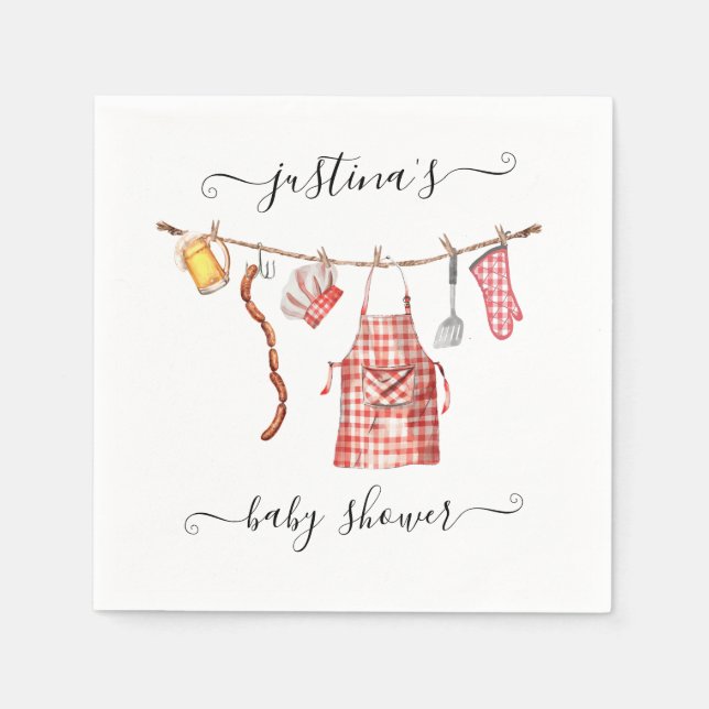 Serviette En Papier Baby shower bébé-Q barbecue Clothesline (Devant)