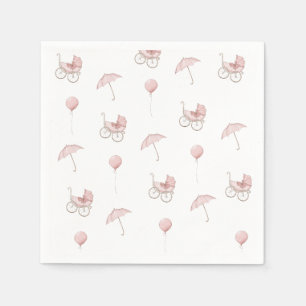 Serviette En Papier Baby shower Bébé rose mignon Buggy
