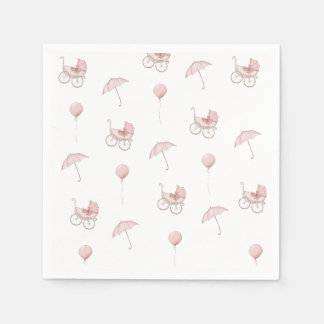 Serviette En Papier Baby shower Bébé rose mignon Buggy