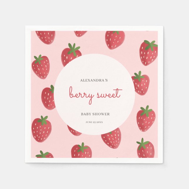 Serviette En Papier Baby shower Berry Sweet Strawberry (Devant)
