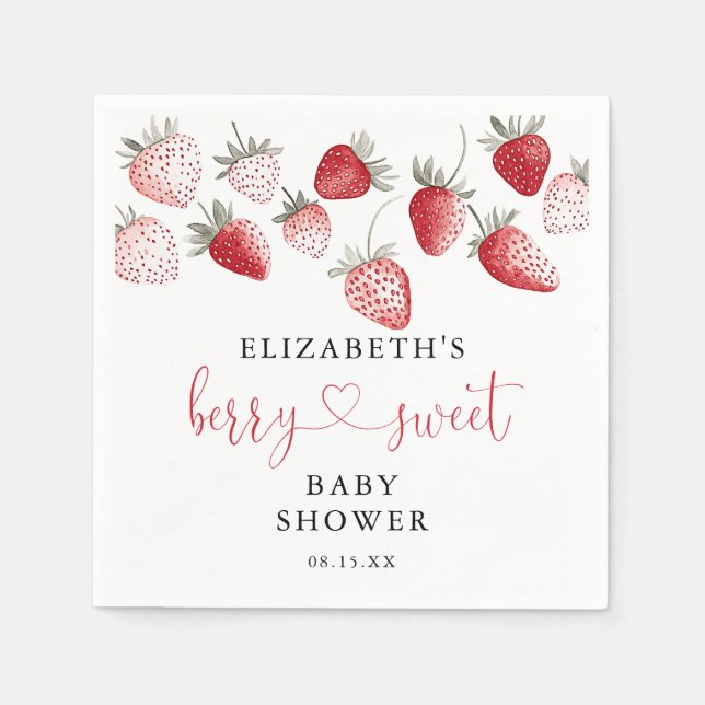 Serviette En Papier Baby shower Berry Sweet Strawberry (Devant)