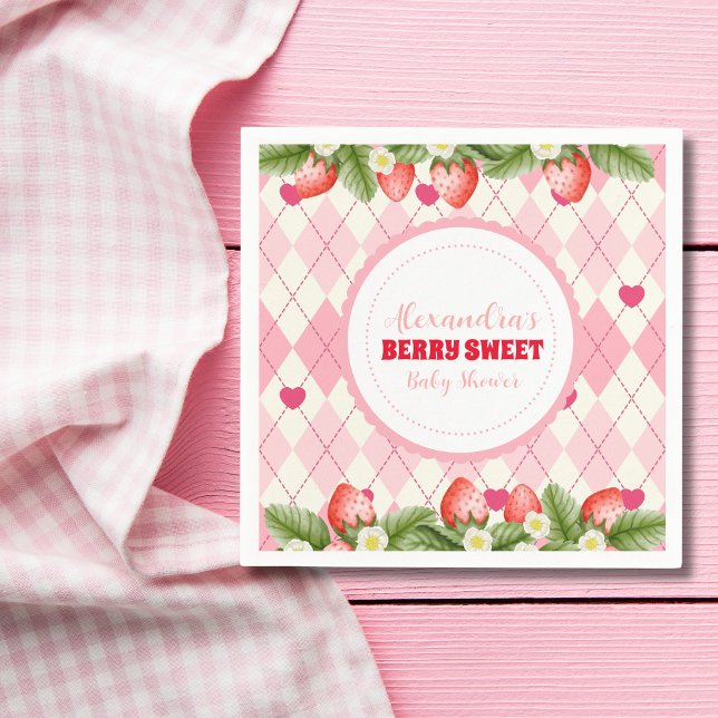 Serviette En Papier Baby shower Berry Sweet Strawberry (Créateur téléchargé)
