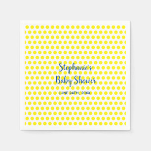 Serviette En Papier Baby shower blanc bleu Pois jaune mignon