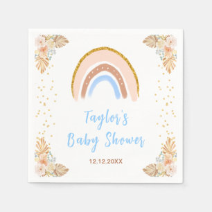 Serviette En Papier Baby shower bleu arc-en-ciel Boho