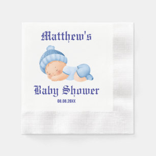 Serviette En Papier Baby Shower Bleu, Baby Shower Garçon