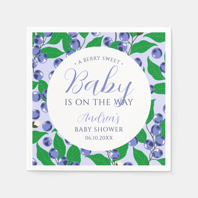 Serviette En Papier Baby shower bleu bleuet doux (Devant)