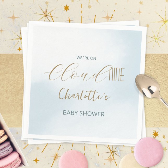 Serviette En Papier Baby Shower Bleu Céleste Cloud 9 (Cloud 9 Celestial Blue Baby Shower Napkins ©Susanne Sachers - Sunny Mind 🌞)